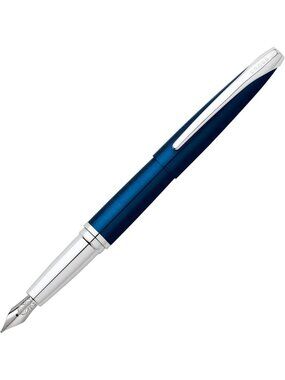 Translucent Blue Lacquer Fountain Pen with Medium Nib & Black Ink - Elegant